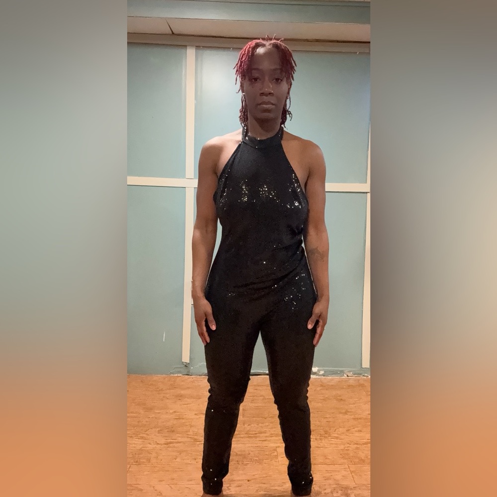 Black Sequin Jumpsuit